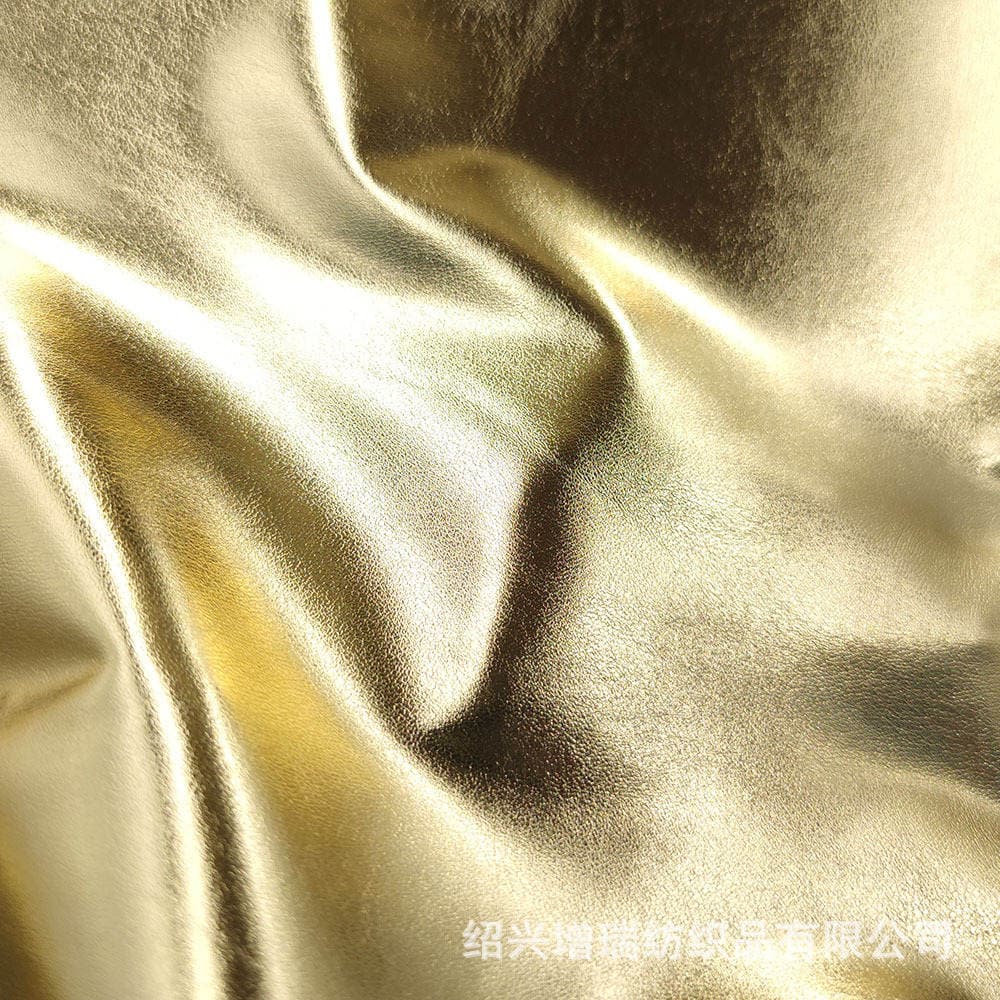 Small wholesale bright mirror gold stretch pu leather fabric patent leather bright gold stretch pu fabric 2