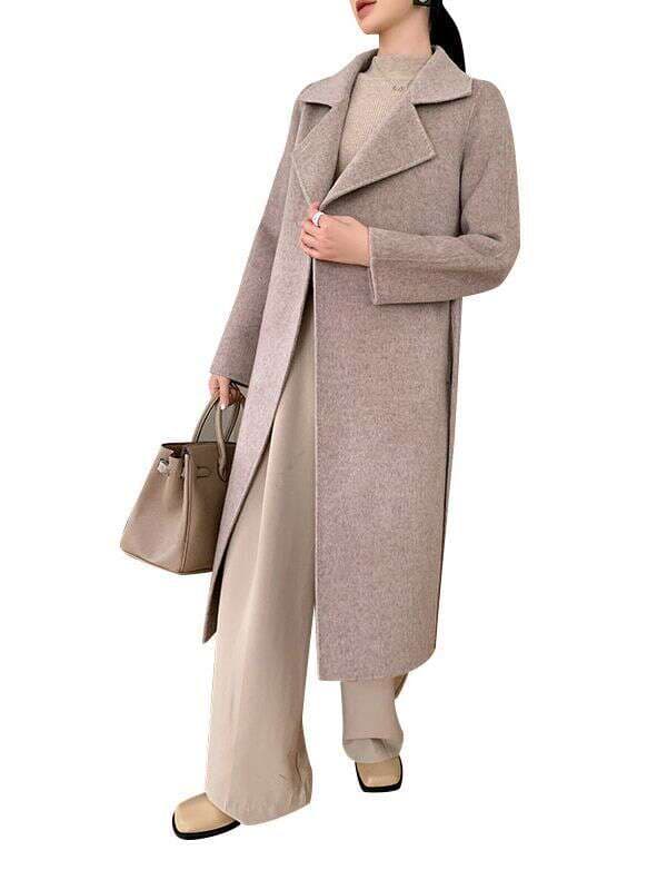 High-end double-sided cashmere coat Women's Mid-length 2023 new winter suit collar slim slimming woolen coat 5
