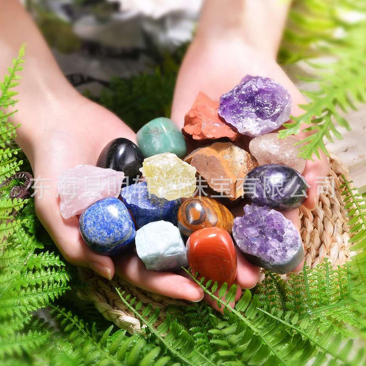 Natural Crystal Original Stone Gift Box suit Colorful Gem Storage Box Gift Box Colorful Stone Combination 4