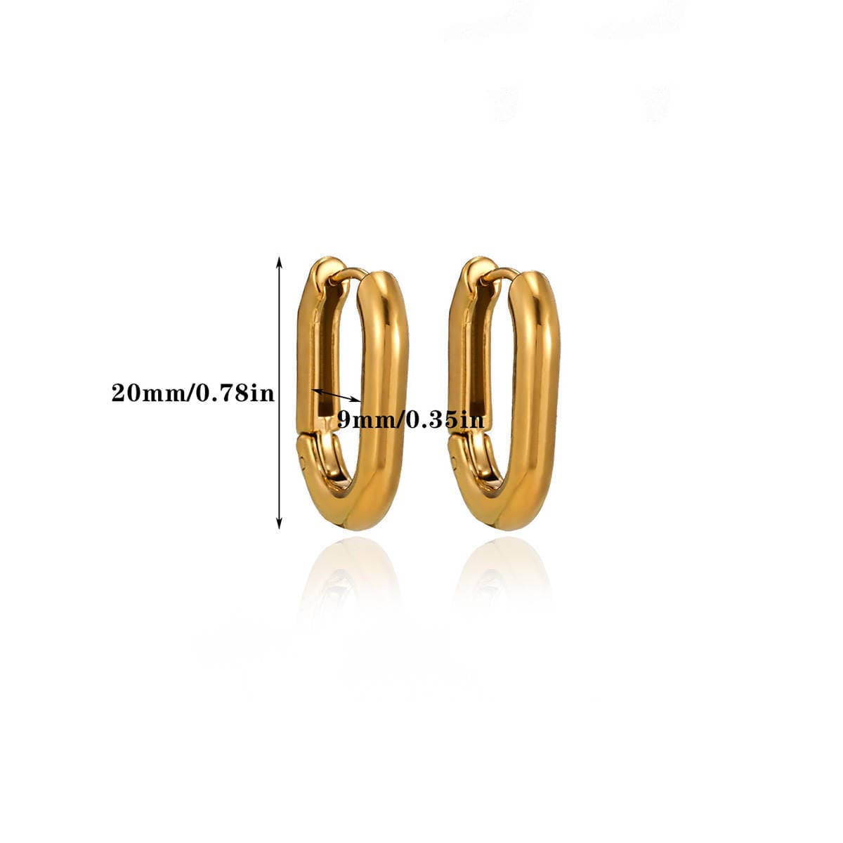 Boş Retro Oval/Dairəvi Sırğalar, Paslanmayan Polad, 18K Qızıl suyuna çəkilmiş, Unisex 5