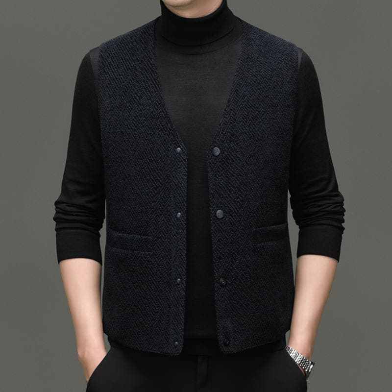 Winter New down Vest Men's Woolen Vest Casual Dad Wear Warm Solid Color White Goose down Vest 3