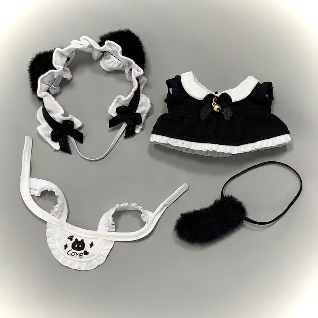 Cat maid - 4 points [cat ear headdress + clothes + apron + cat tail]