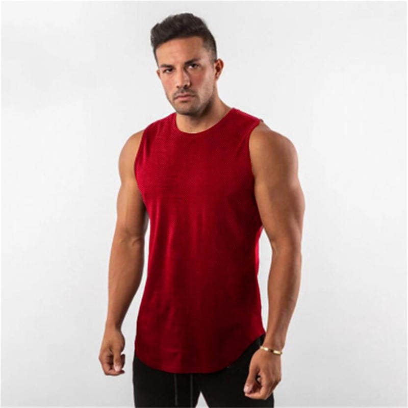 Kişilər üçün yay fitnes torlu qolsuz jilet – tez quruyan, nəfəs alan, elastik. 4