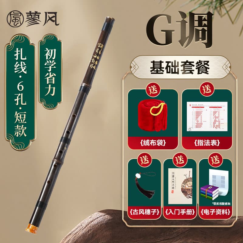 Tie-wrapped short g tone 6 holes + full set of gifts