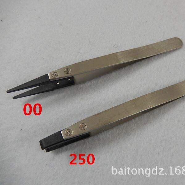 Carbon fiber permanent anti-static plastic pointed interchangeable stainless steel tweezers ESD-7A elbow tweezers 5