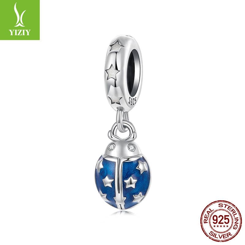 Original Design by Yinziyun: S925 Sterling Silver Seven-Star Ladybug Pendant Accessory, Small Lucky Insect DIY Bracelet Bead 1