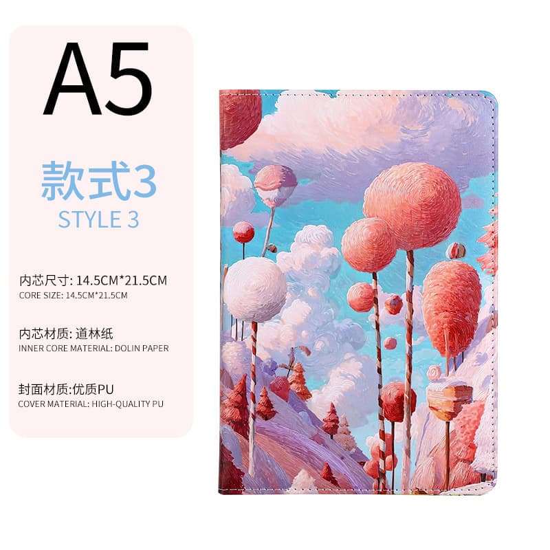 Pink mountain tree color printed notebook