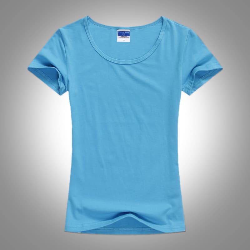 Solid color short sleeve lake blue (women's style
