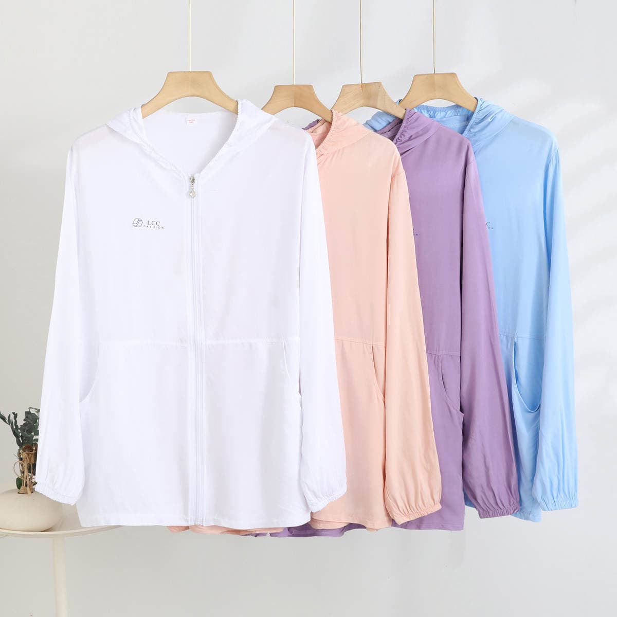 Cotton Silk Zipper Hooded Mid-length Sunscreen Suit Summer Loose Breathable Pocket Thin Coat plus size Casual Women's Top 2