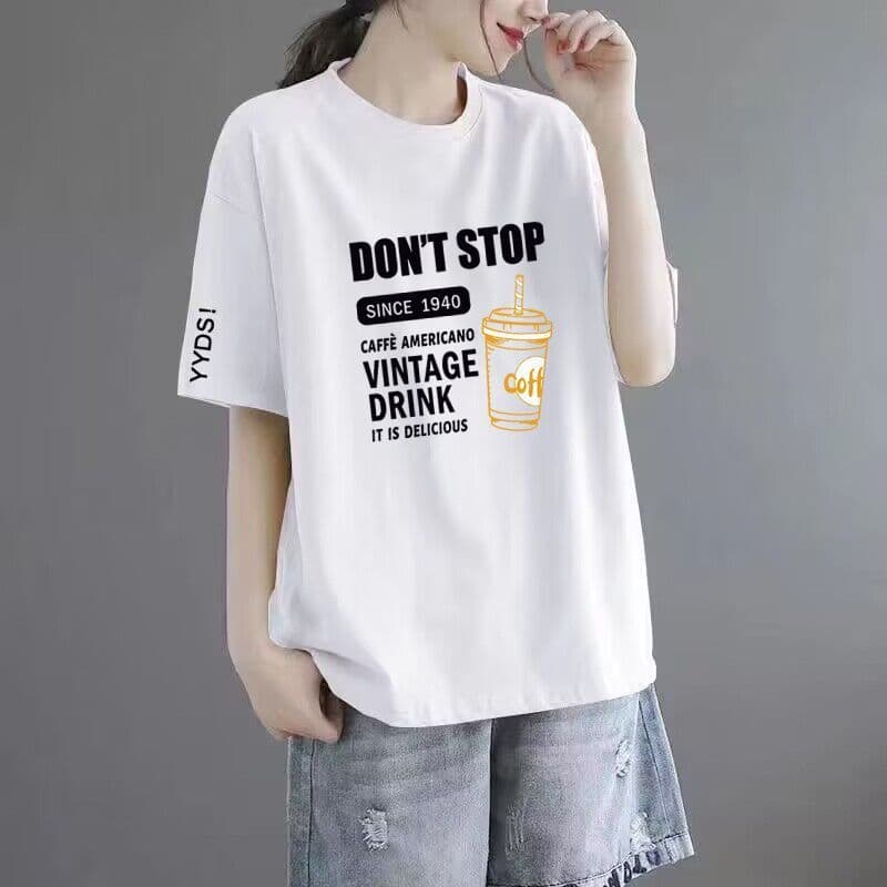 50 white tee with black sleeves [medium] - letter print