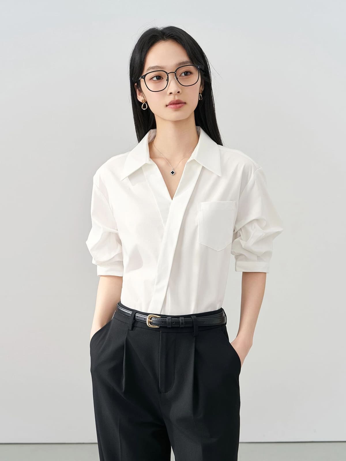 White [chiffon shirt material]