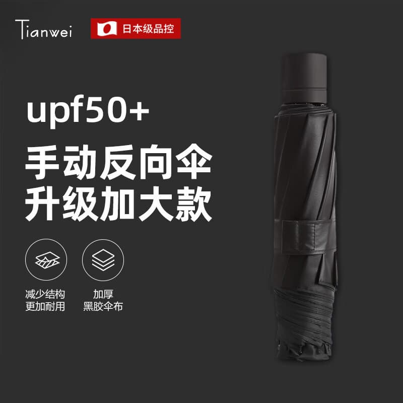 Black - manual 10-rib black glue umbrella (113cm under canopy)