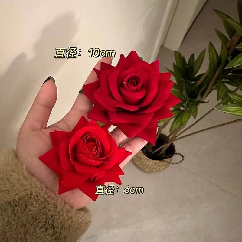 6004 red rose hair clip large size