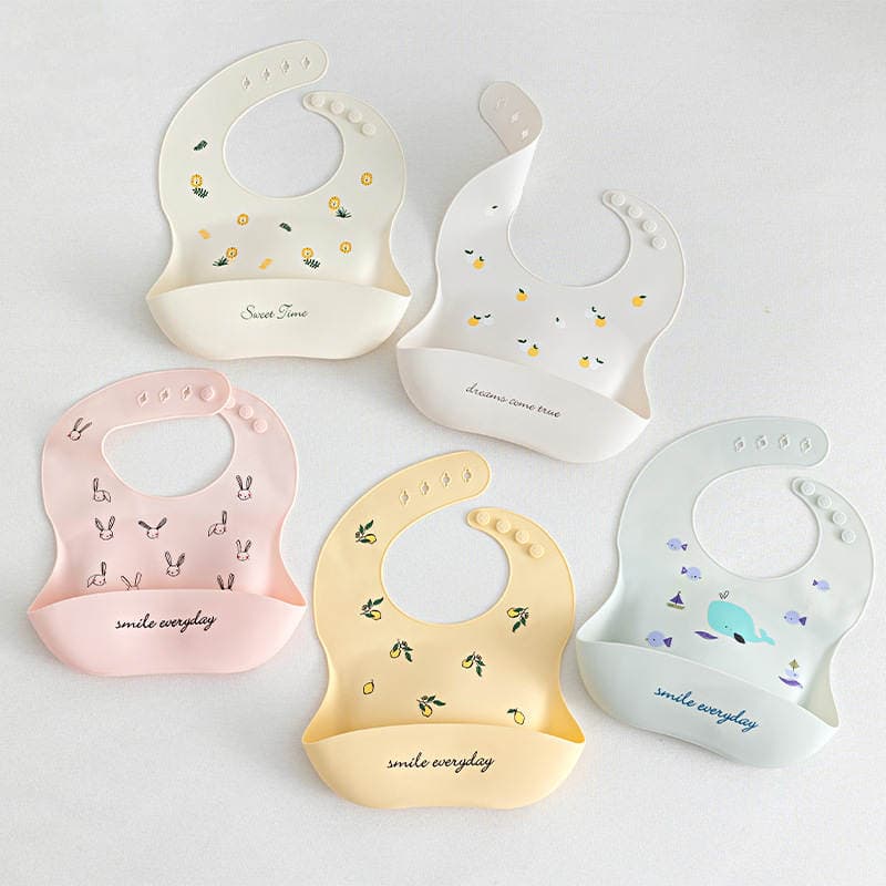 ins Explosive Baby Bib Baby Bib Waterproof Children's Silicone Bib Baby Spit Rice Bag Wash-Free Summer 2
