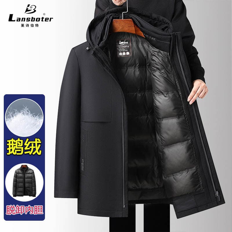 Cold-Proof Men's down Jacket, Men's Coat, New Winter Style, Thickened and Warm, Removable Inner Liner, Business Casual Goose down Jacket 2