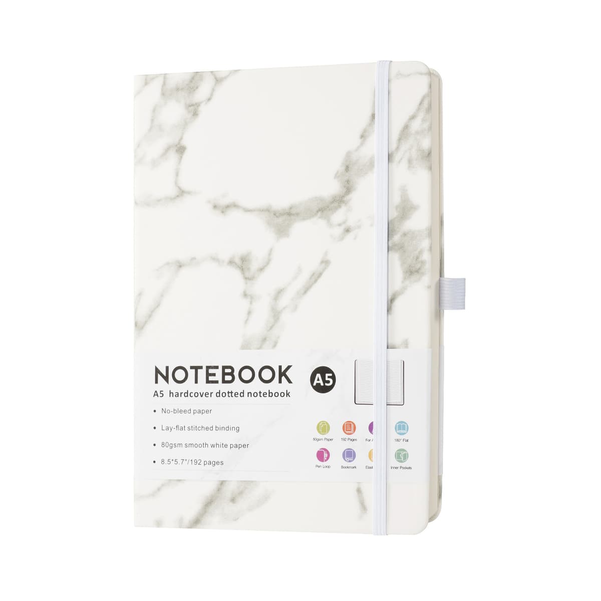 White marble pattern a5 strap book