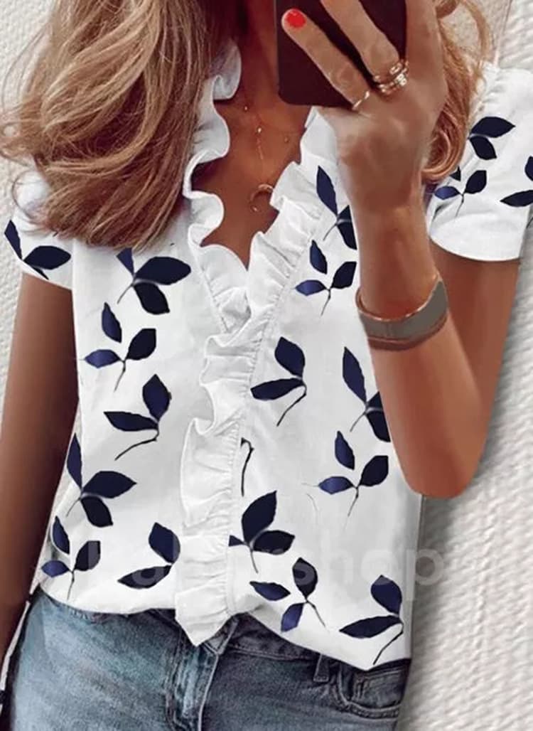 Short sleeves - leaf print