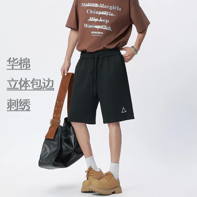 Black [three-dimensional hemming embroidered shorts]