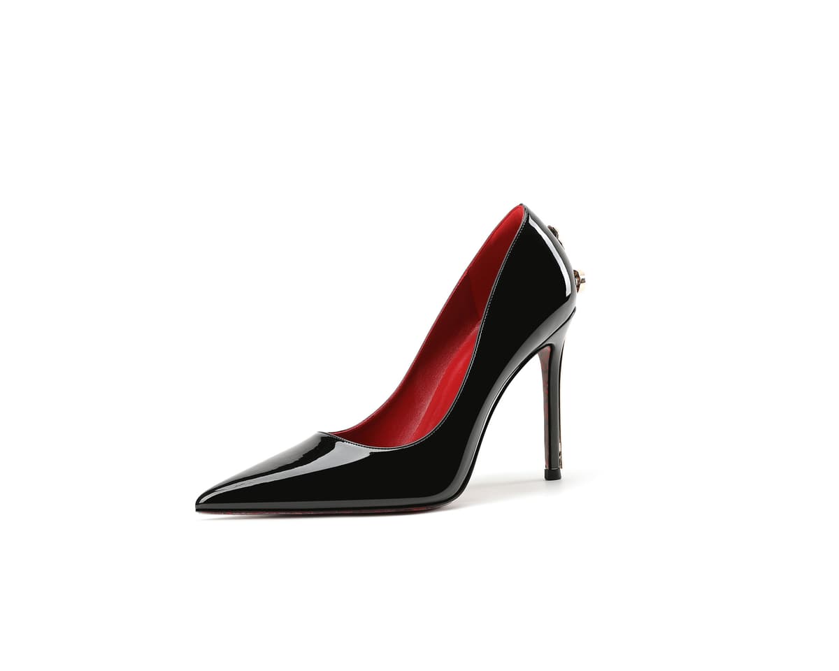 10028-29 black patent leather gold 10cm