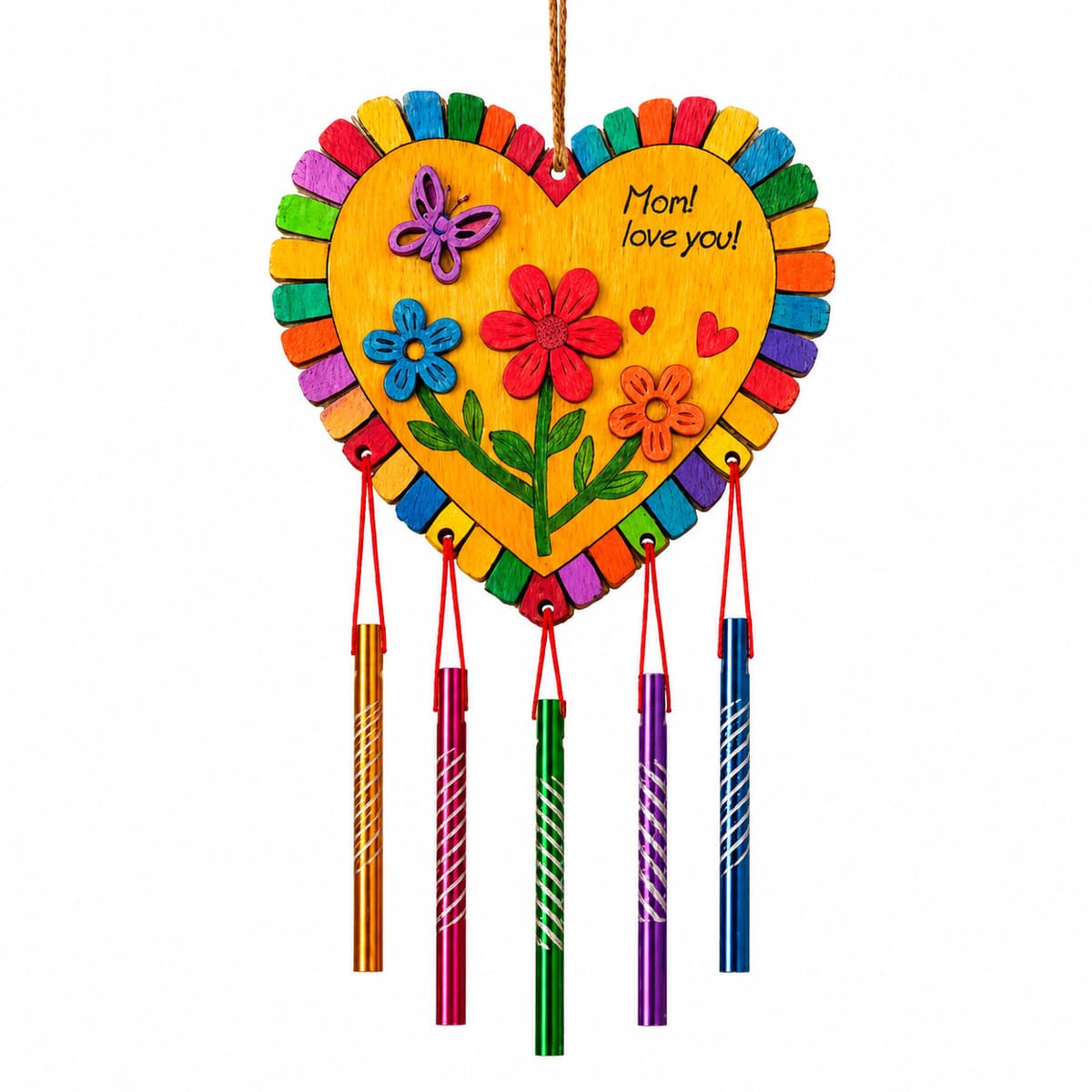 Diy wooden wind chime set—love flowers (free wind chime + thread)