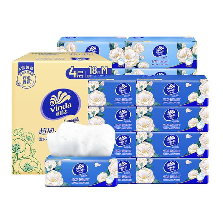 [vinda camellia fragrance] 4 layers x 90 pumps x 18 bags/box 155*180mm