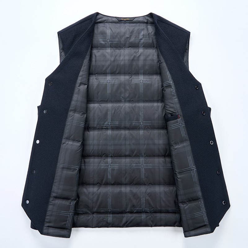 Men's Goose down Vest, New Autumn and Winter Style, Sleeveless, Single-Breasted, V-Neck, Warm Vest, Men's Cardigan, Dad's Outfit 5
