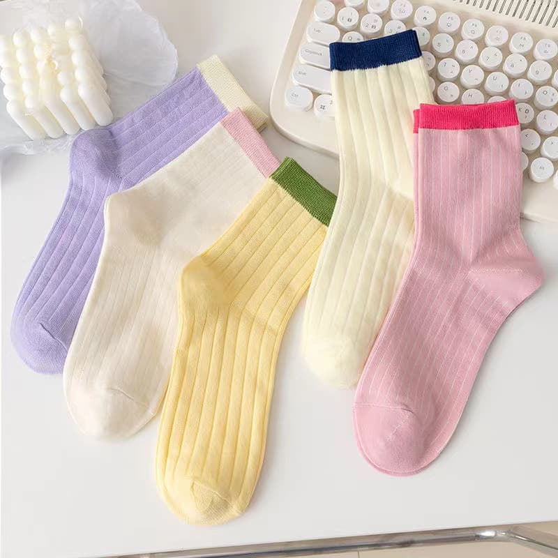 Women's mid-length rainbow (10 pairs/pack of 5 colors mixed)