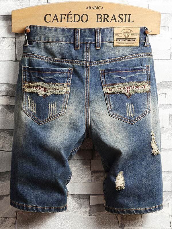 Lined Cloth Jeans Men's Tattered Five-Point Beggar Pants All Year Round Trendy Brand Personalized Men's Jeans Jeansmen 3