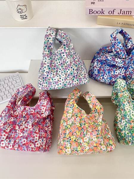 51262 Autumn and Winter Corduroy Small Floral Wrist Bag Lunch Bag Work Miscellaneous Items Handbag Women's Outing Mobile Phone Bag