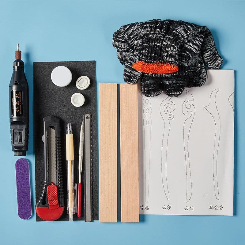 [2 peach boards] + electric tools + drawings + gift box
