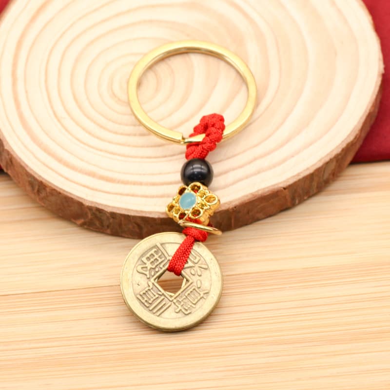 Copper-plated five emperors coins (red string style)