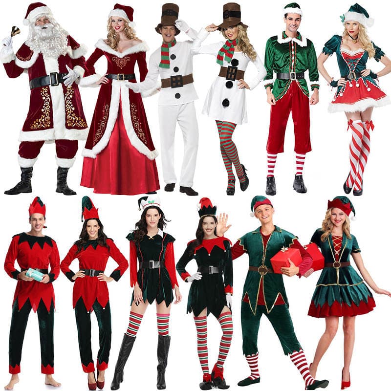 Santa Claus Costume Christmas Clothes Couple Clothes Adult Men and Women Christmas cos Dress Table Performance Costume Suit 3
