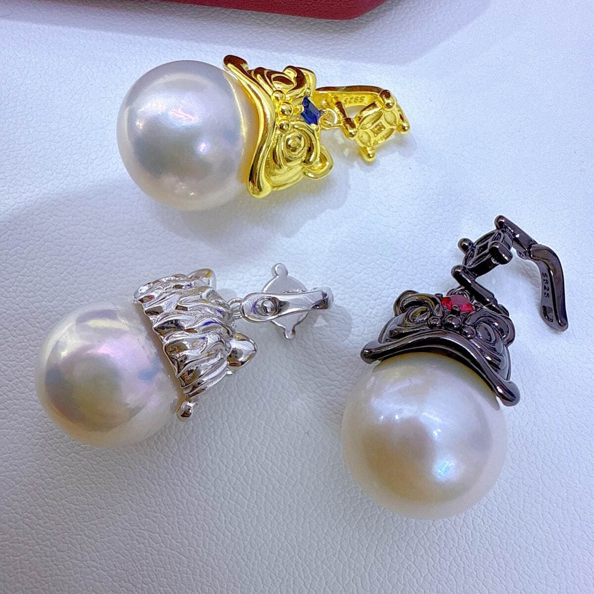 S925 Sterling Silver Accessories Empty Holder Chinese Style Mythical Beast Pixiu Universal Buckle Large Pearl Pendant 10-14mm 4