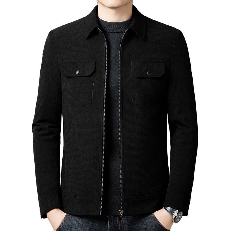 Winter Cotton Jacket Men's Lapel Casual Cotton Jacket Winter Middle-Aged Trendy Business Warm Light Luxury Fashion Jacket 5