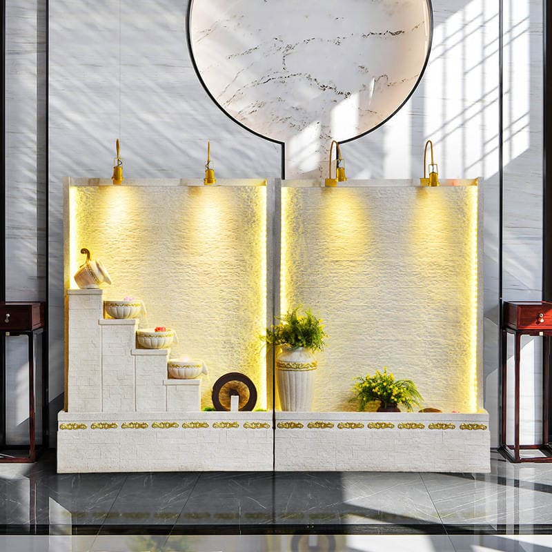 Cross-Border Minimalist Flowing Water Wall for Living Room, Circulating Water Curtain Wall, Office Floor-Standing Feng Shui Wheel Decorative Landscape Ornament 2
