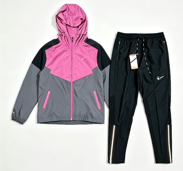 Pink top + black pants