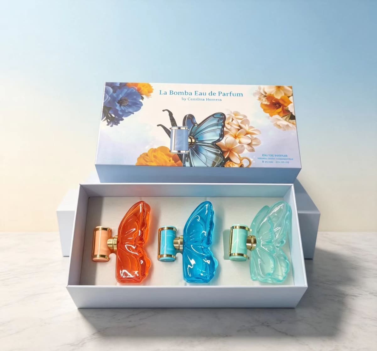 Blue butterfly 3-piece set