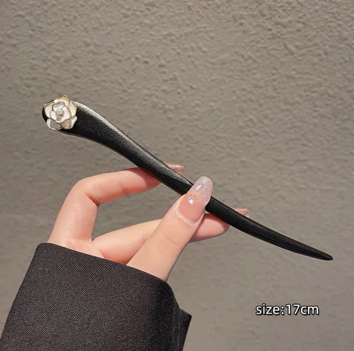225# white camellia hairpin