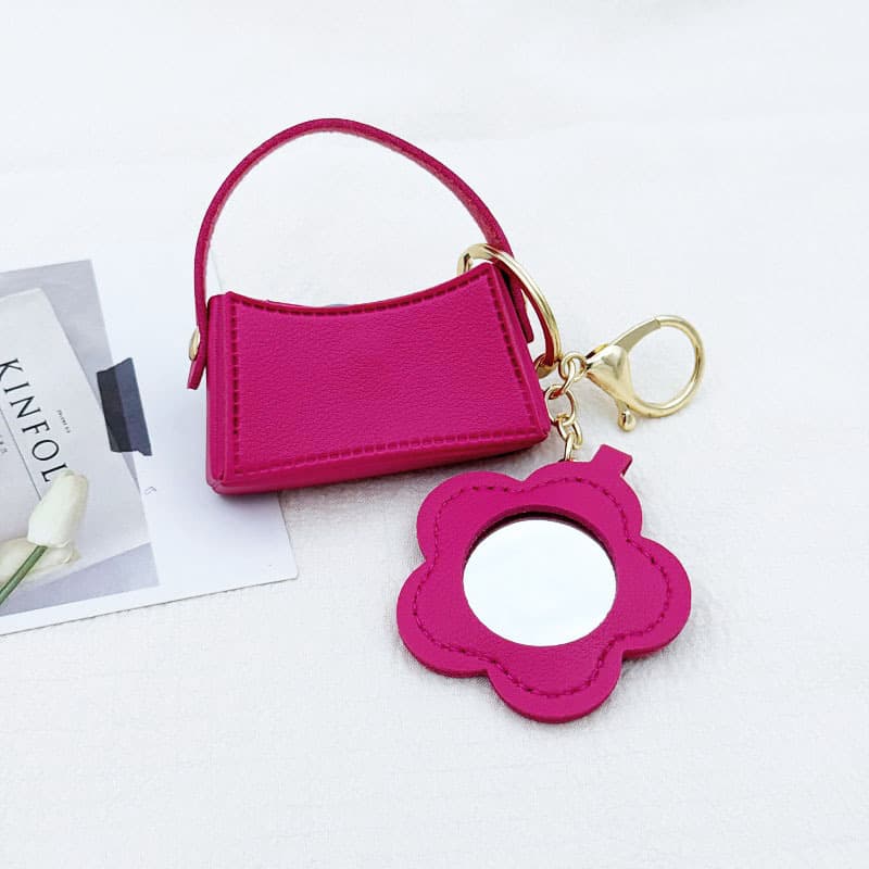 Rose red mini handbag keychain