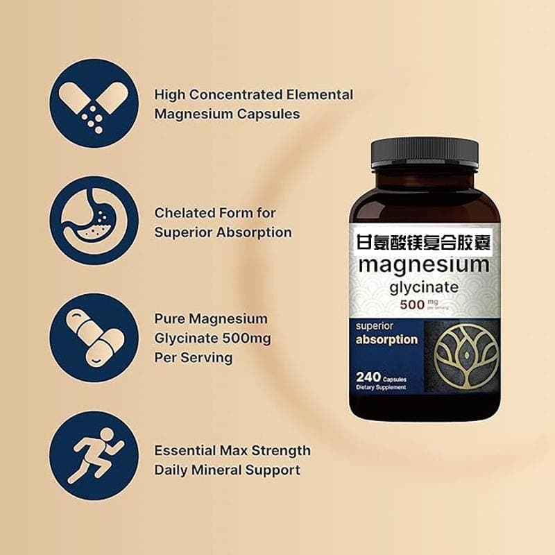 Amazon Tk Cross-Border Spot Goods Glycinate Magnesium Complex Supplement Capsules Magnesium Capsules Processing 2