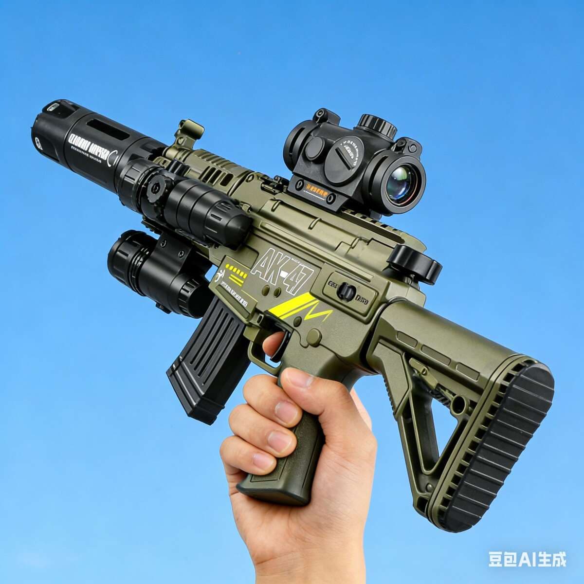 Uşaqlar üçün elektrikli avtomatik AK47 yumşaq gülləli oyuncaq tapança (Desert Eagle ilə) 1