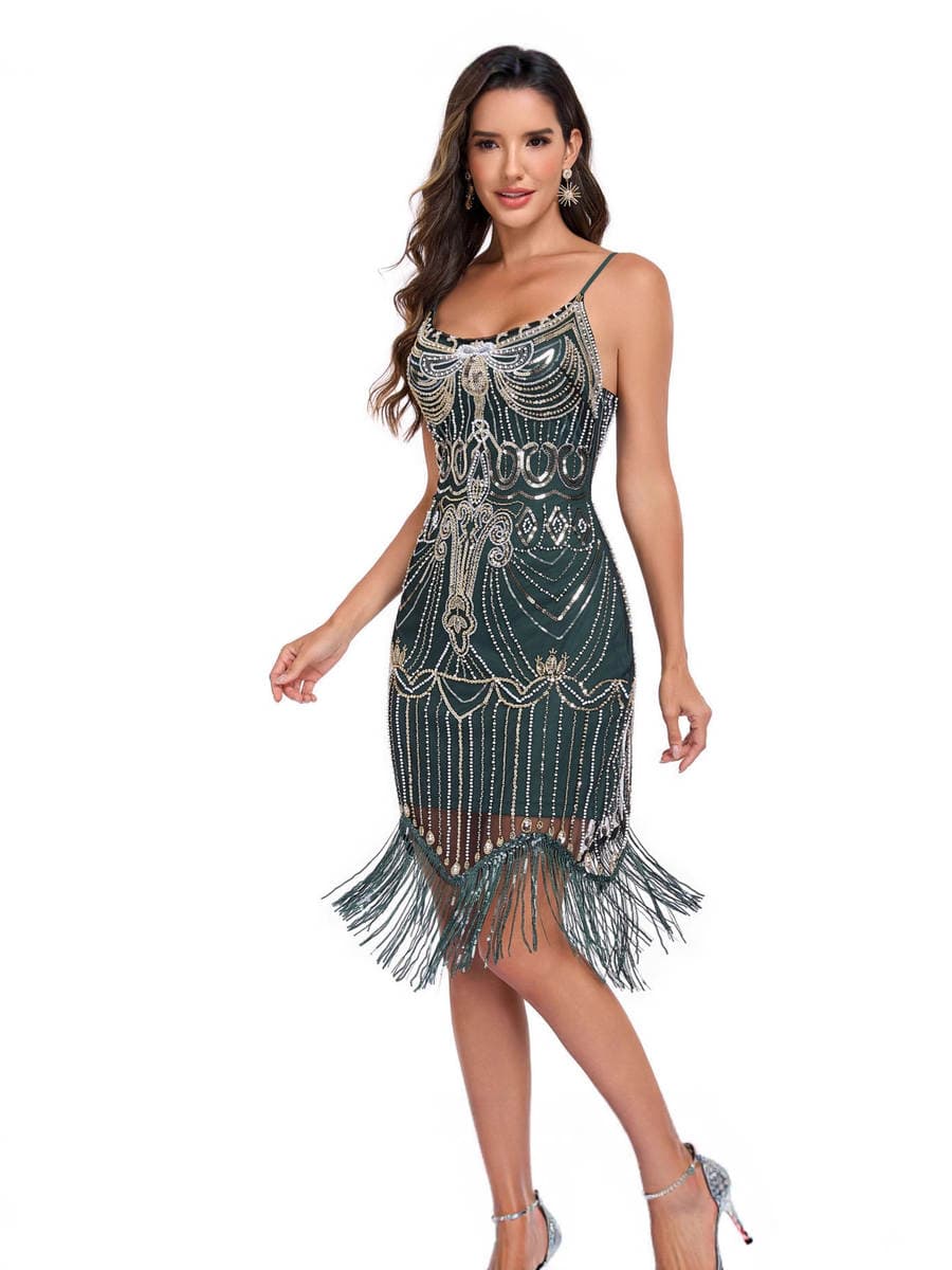 Sexy Sequin 1920S Beaded Dress European and American Retro Banquet Party Stage Nightclub Fringe Dress 8032 1