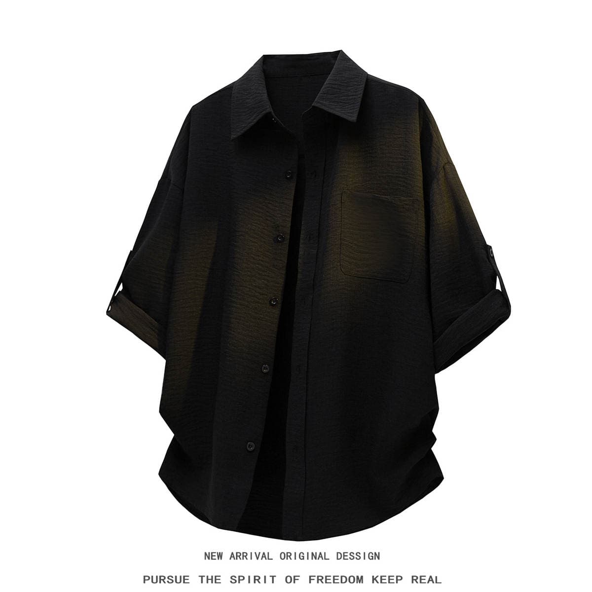 Unisex yay nazik sərbəst kəsim böyük ölçülü üç-dörddəbir qol köynək-jaket 2