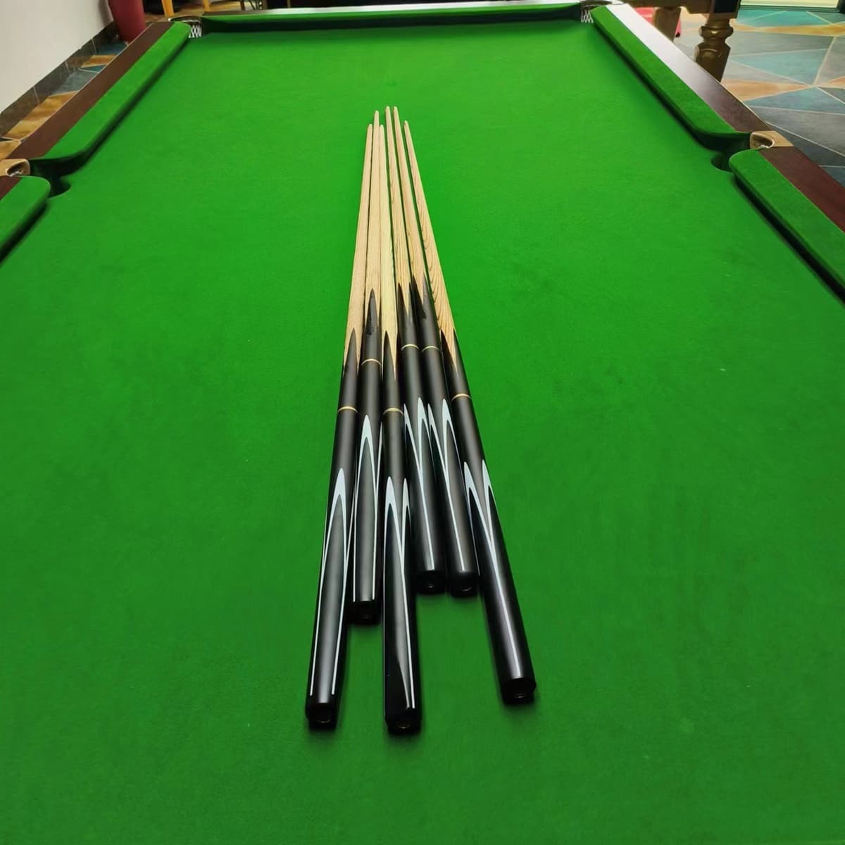 Black tip billiard cue