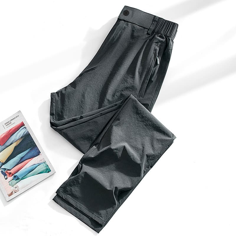 Dark gray open waist ice silk high elasticity