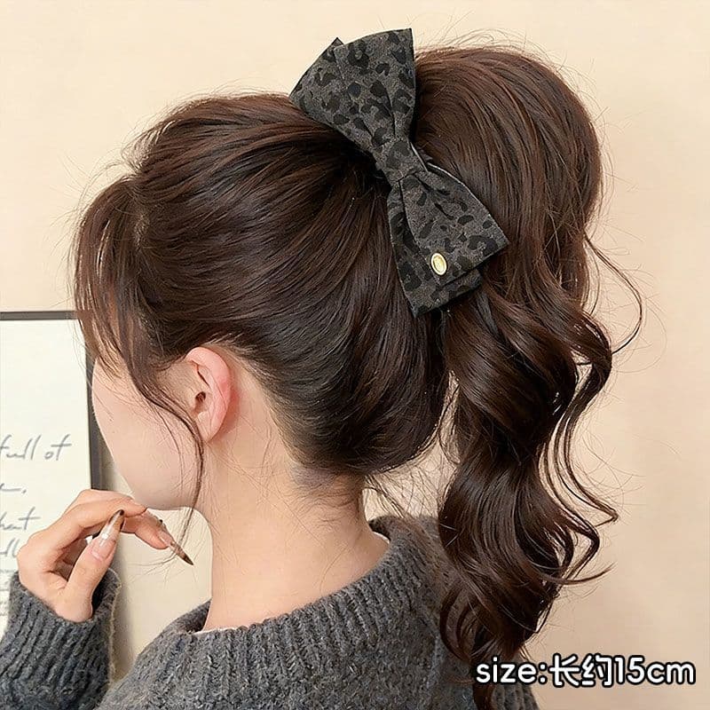 3# gray leopard print banana clip about 13cm