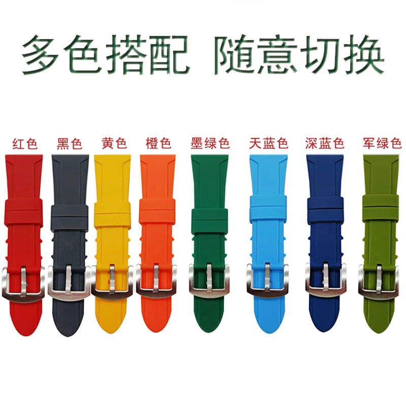 PAM (Panerai) üçün 22/24/26mm universal suya davamlı silikon saat kəməri 5