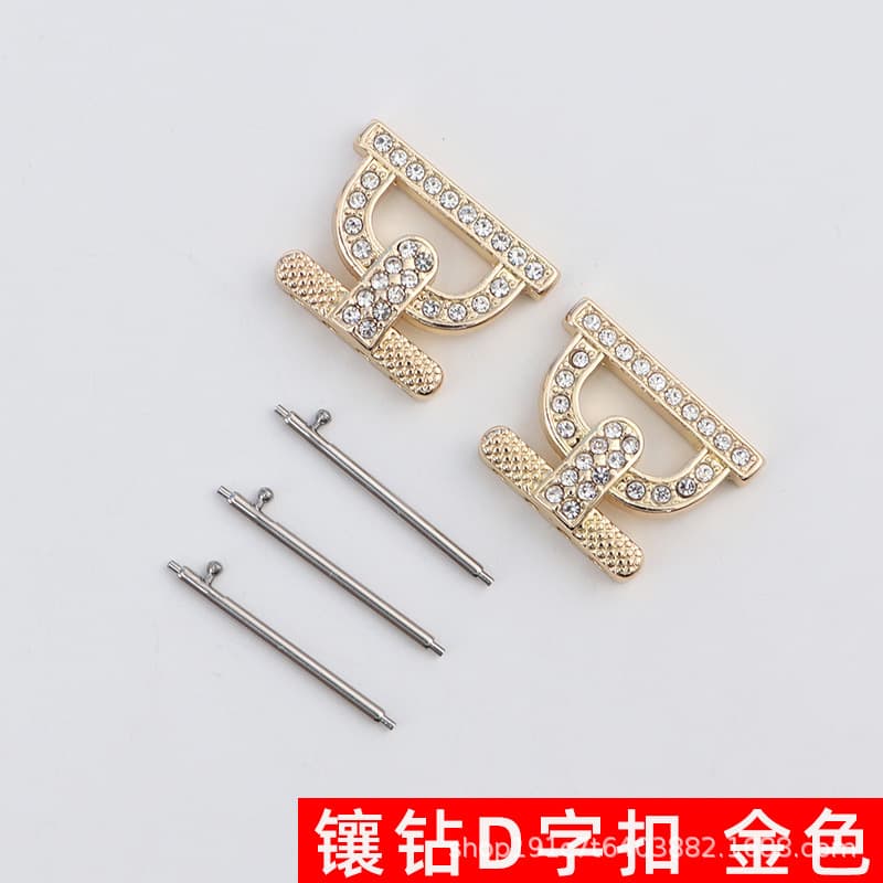 New diamond-studded beaded d-ring - gold