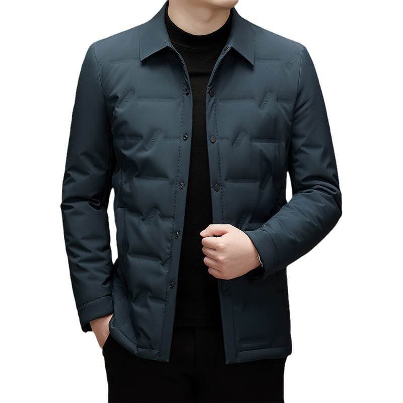 Lightweight down Jacket for Men, Autumn and Winter, Business Casual, Turn-Down Collar, White Duck Down, Warm Shirt Collar Coat 5