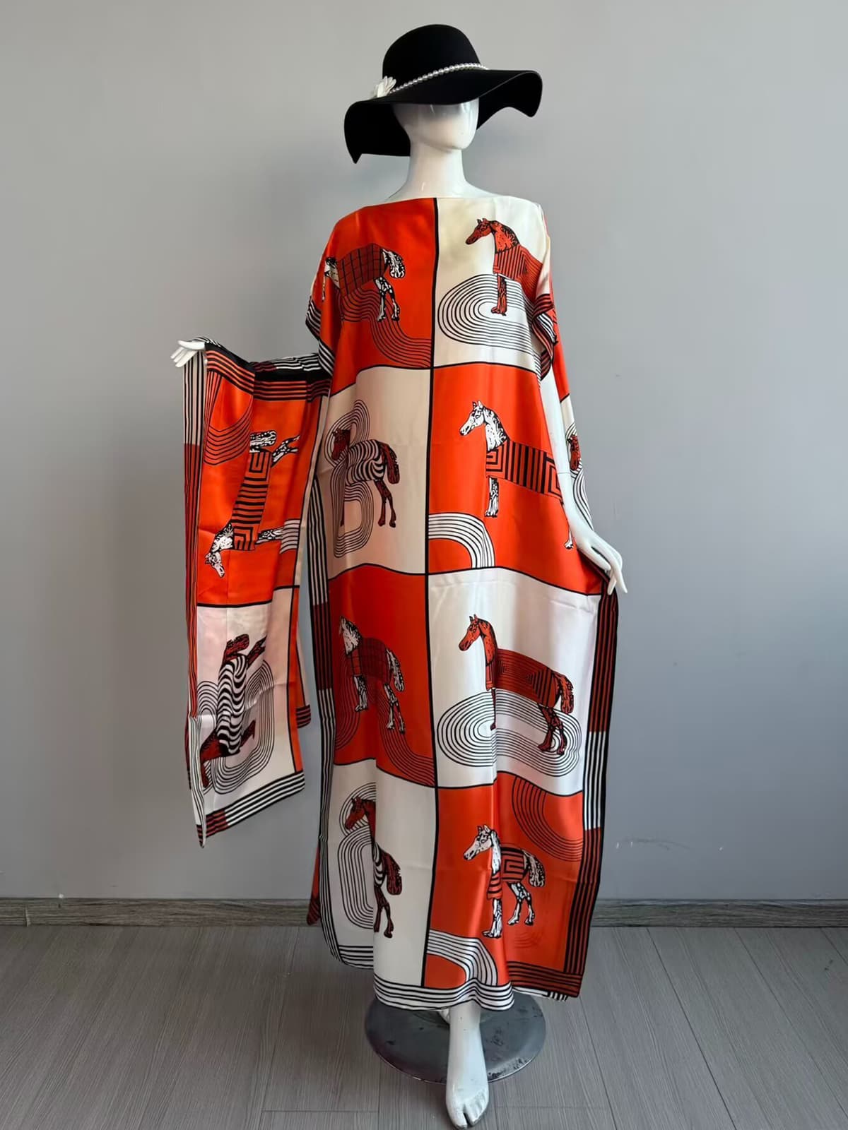 590-double grid horse orange-orange rice